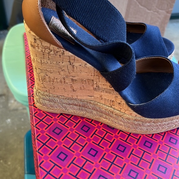 Tory Burch Pee-Toe Wedge Sandals - Picture 3 of 4